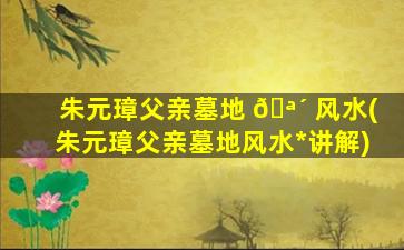 朱元璋父亲墓地 🪴 风水(朱元璋父亲墓地风水*
讲解)
